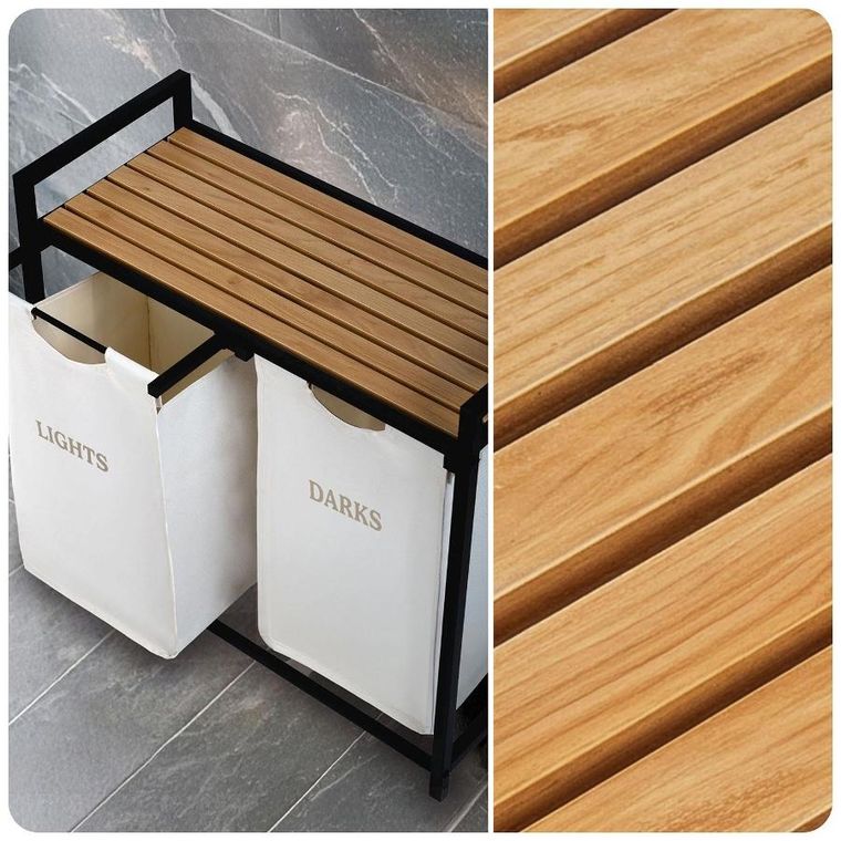 Massido, kosz na pranie, dwukomorowy na stelażu, 80l