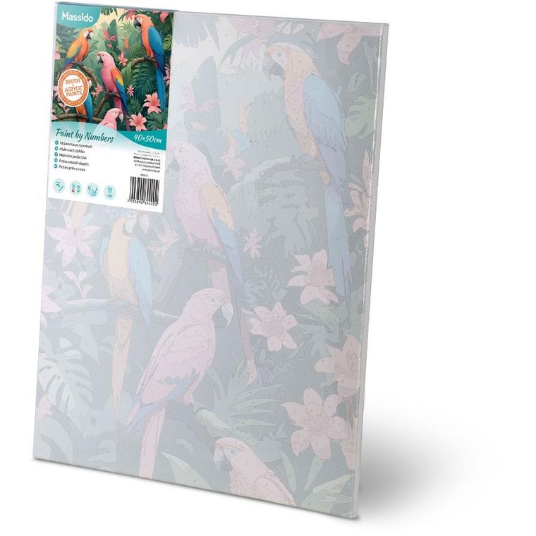 Massido, obraz do malowania po numerach, Papugi, 40-50 cm