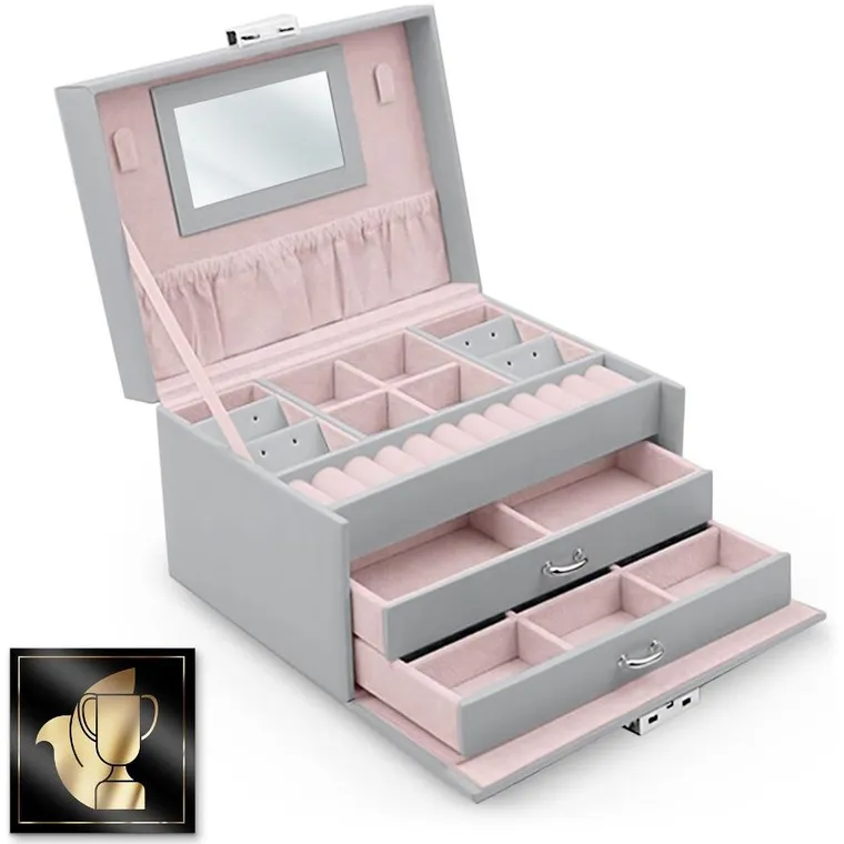 Massido, szkatułka na biżuterię, szara