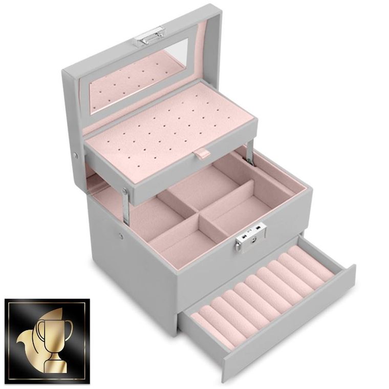 Massido, szkatułka na biżuterię, szara