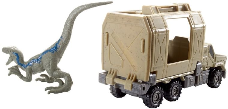 Matchbox, Jurassic World, transporter dinozaurów, zestaw z figurką Velociraptor