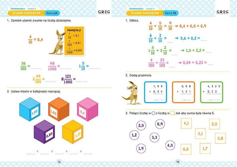 Matematyka. SP 4. Karty pracy w szkole i w domu