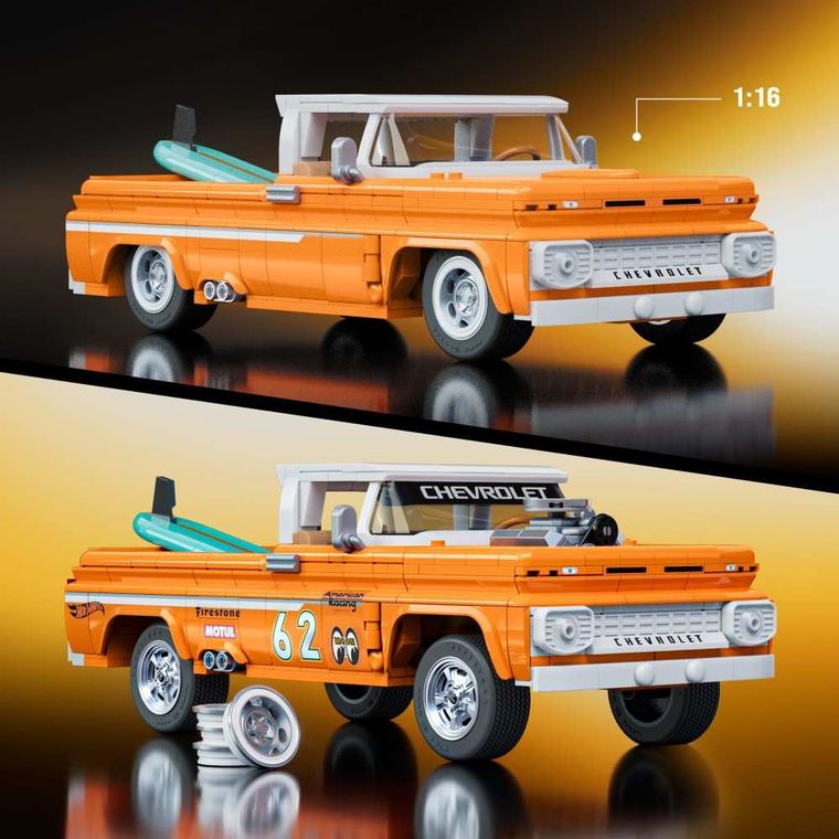Mattel Brick Shop, Hot Wheels, Elite Series Custom ’62 Chevy Pickup, klocki, 858 elementów