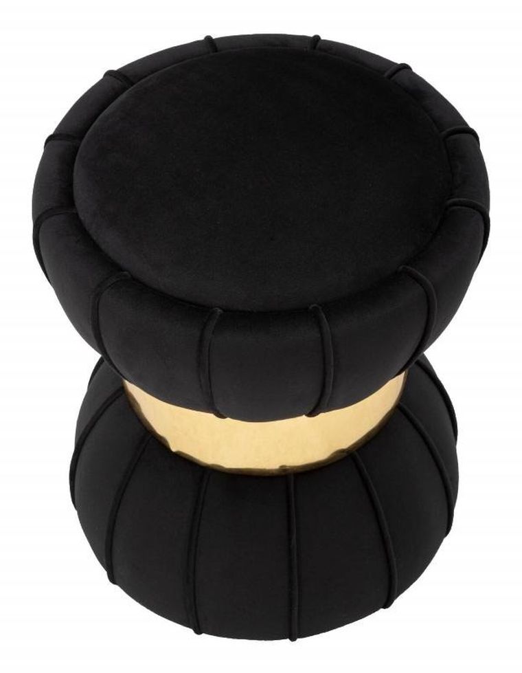 Mauro Ferretti, stołek welurowy ze złotym detalem, Ø 40 cm