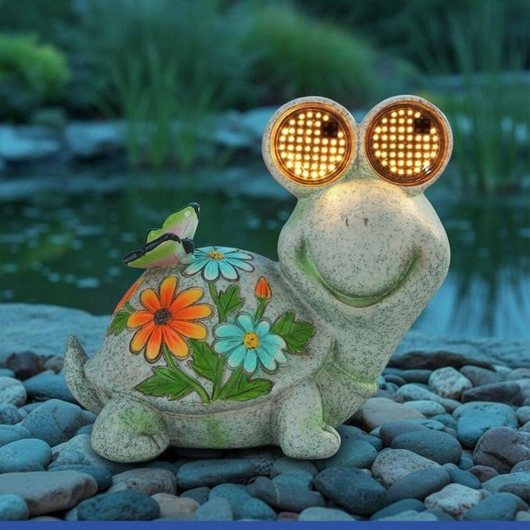 Maximex, figurka ogrodowa solarna, żółw ze świecącymi oczami LED, 17-20 cm