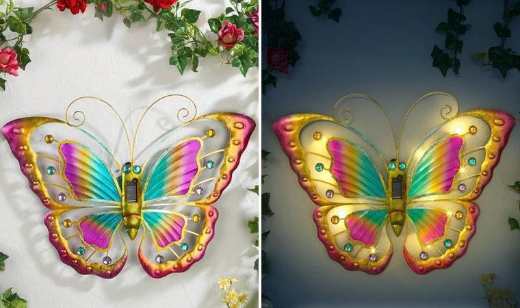 Maximex, ozdoba ogrodowa na ścianę, motyl solarny LED, 54-40 cm