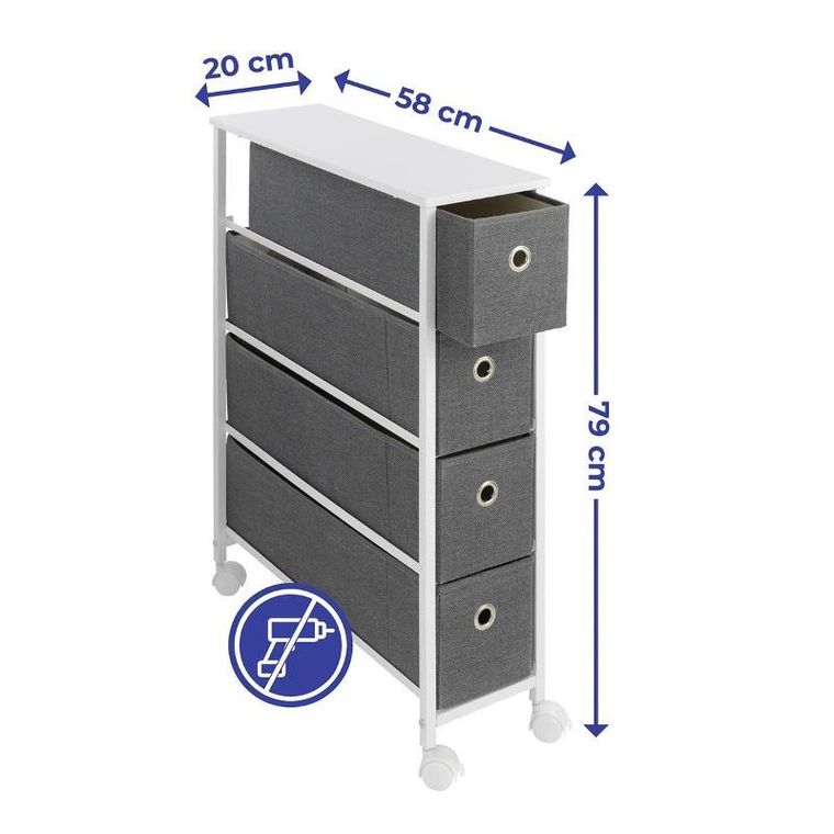 Maximex, wąski regał kuchenny na kółkach, szer. 20 cm