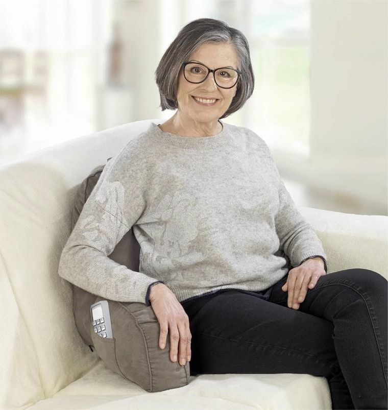 Maximex, wygodna poduszka do siedzenia w łóżku, z kieszonką na telefon, pilota