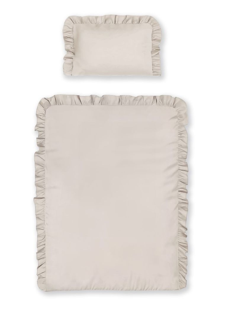 Mayamoo, pościel 2-częściowa z falbaną, beżowa, 90-120 cm