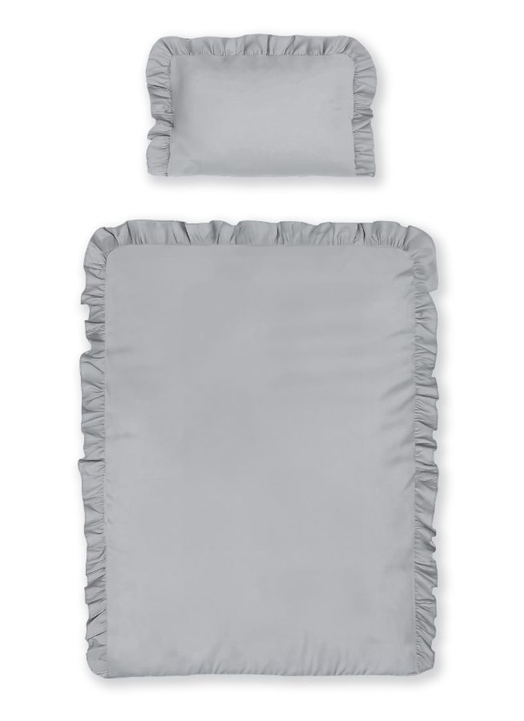 Mayamoo, pościel 2-częściowa z falbaną, jasny szary, 90-120 cm