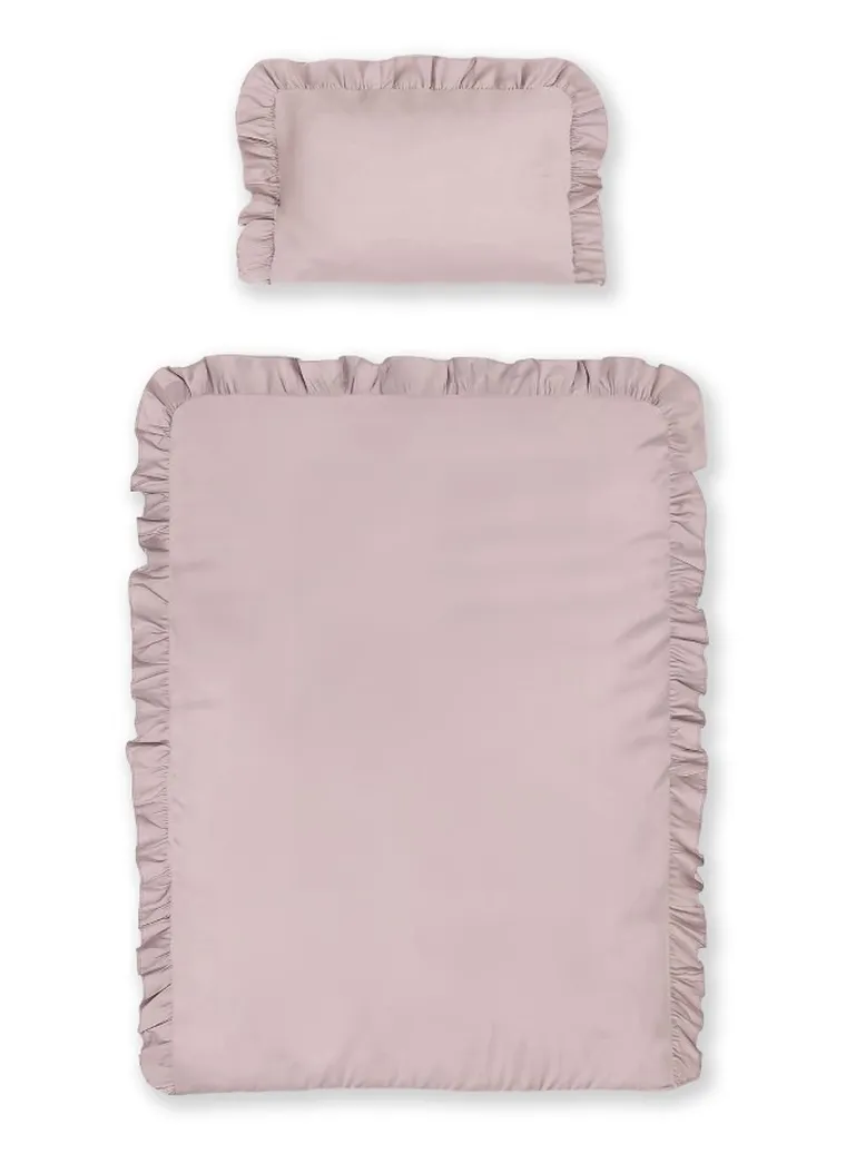 Mayamoo, pościel 2-częściowa z falbaną, różowa, 100-135 cm