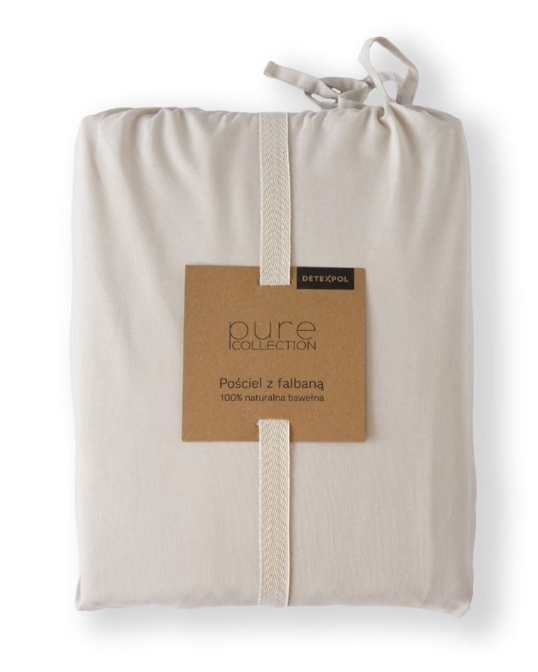 Mayamoo, pościel 3-częściowa z falbaną, beżowa, 160-200 cm