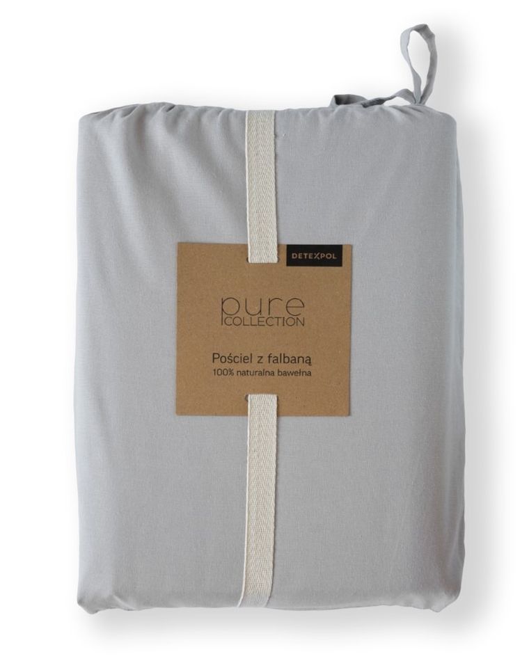 Mayamoo, pościel 3-częściowa z falbaną, jasny szary, 160-200 cm