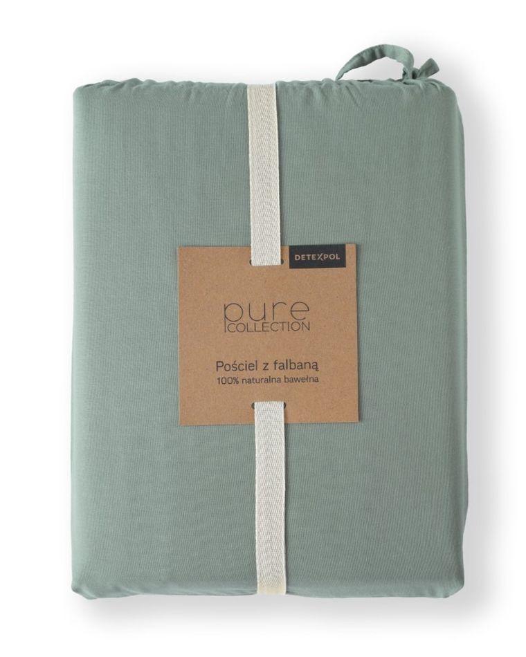 Mayamoo, pościel 3-częściowa z falbaną, miętowa, 160-200 cm