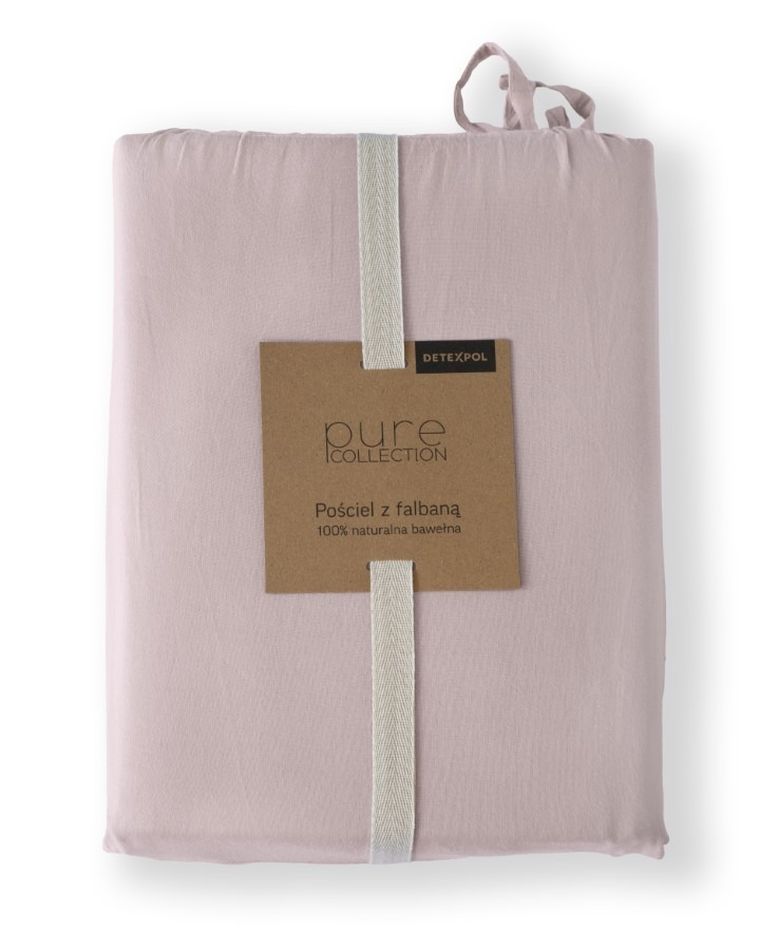 Mayamoo, pościel 3-częściowa z falbaną, różowa, 160-200 cm