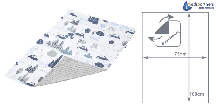 Medi Partners, Auta, Retro, kocyk minky, szary, 75-100 cm