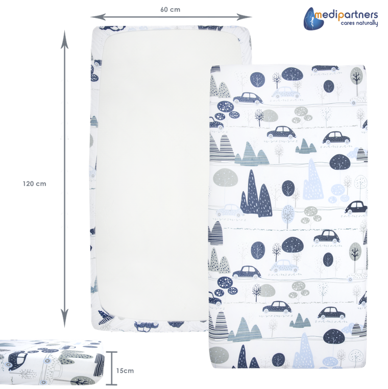 Medi Partners, Auta, Retro, prześcieradło z gumką, 60-120 cm