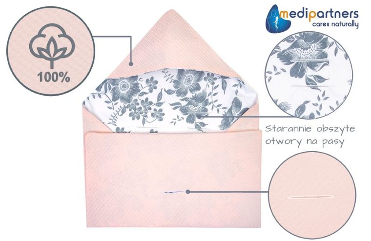 Medi Partners, Berry, otulacz do nosidełka, kocyk z kapturkiem, wafel, 85-85 cm