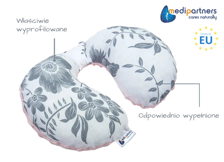 Medi Partners, Berry, poduszka podróżna, rogal, różowa