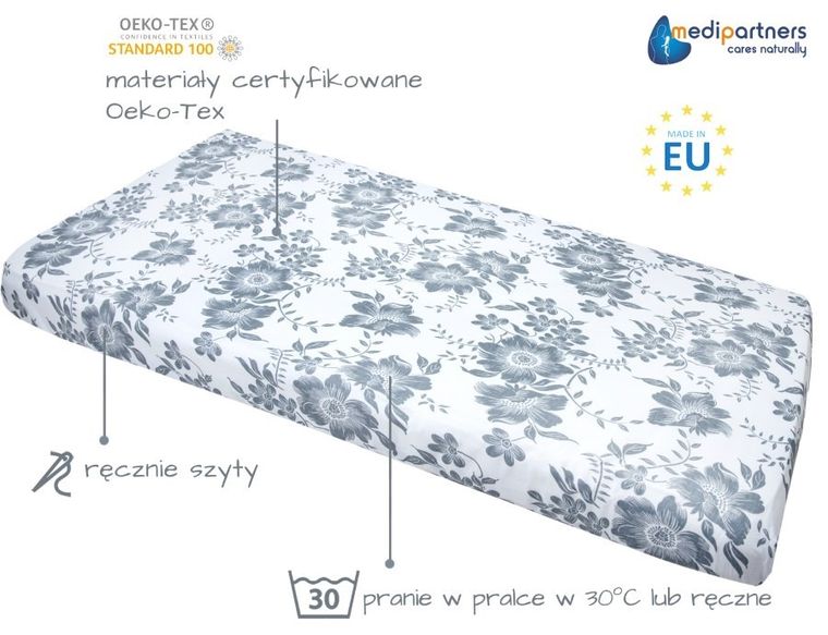 Medi Partners, Berry, prześcieradło z gumką do łóżeczka, bawełniane, 120-60 cm, 3 szt.