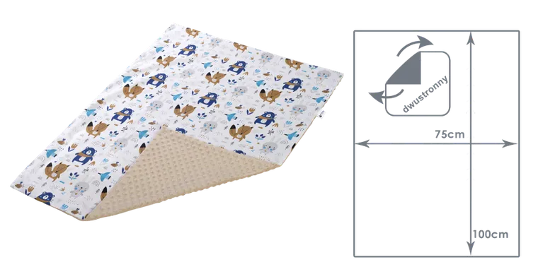 Medi Partners, Boho Animals, kocyk minky, beżowy, 75-100 cm