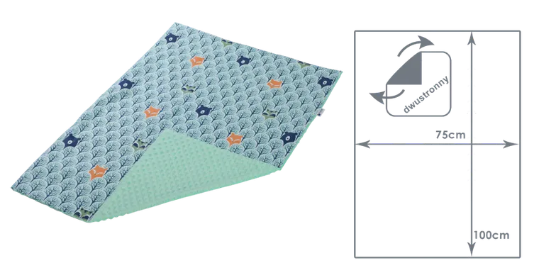 Medi Partners, Boho Animals, kocyk minky, miętowy 75-100 cm