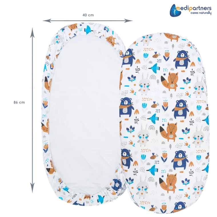 Medi Partners, Boho Animals, prześcieradło z gumką do wózka, beżowe