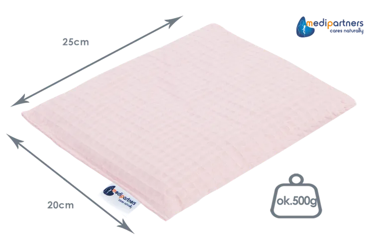 Medi Partners, duży termofor z pestkami wiśni, wafel, jasnoróżowy