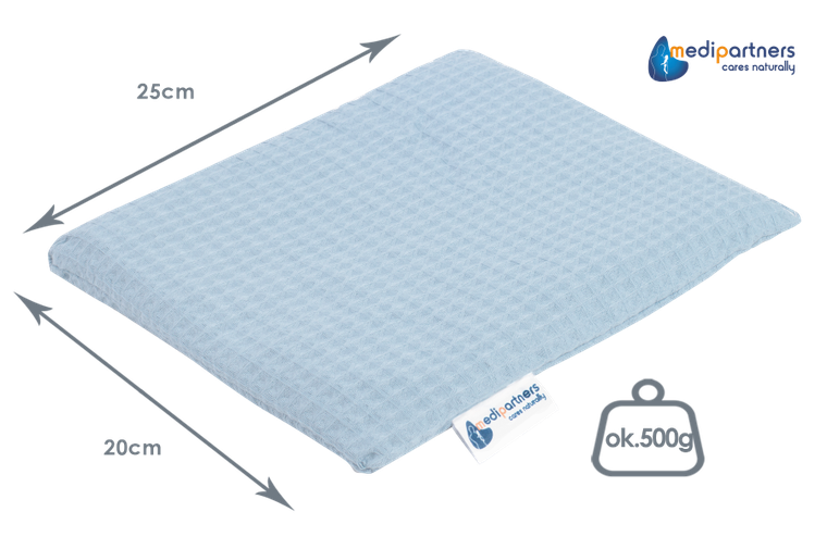 Medi Partners, duży termofor z pestkami wiśni, wafel, niebieski