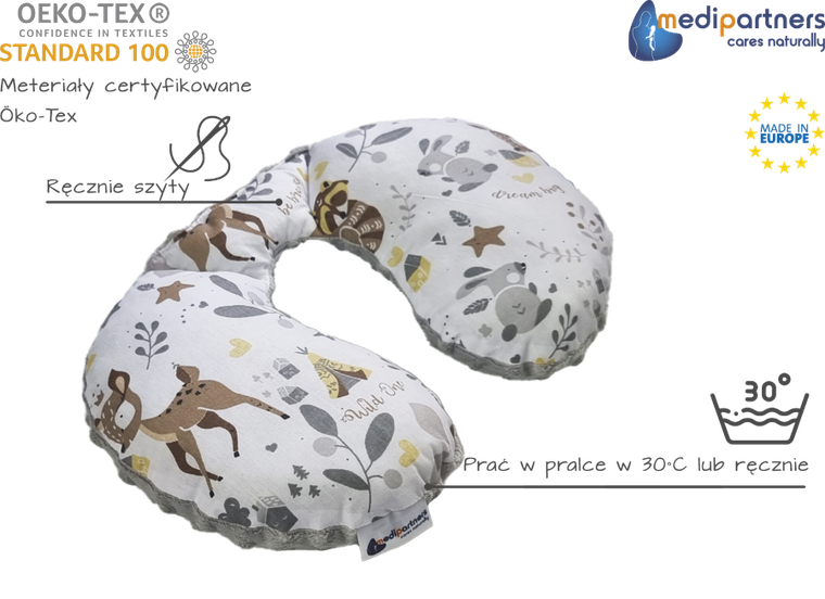 Medi Partners, Jelonki, poduszka podróżna, rogal, szara