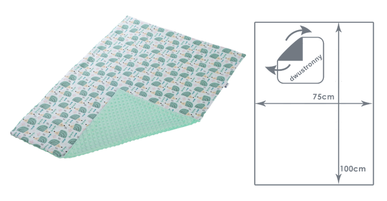 Medi partners, Jeże, kocyk minky, mięta, 75-100 cm