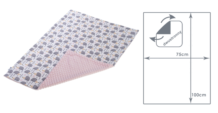 Medi partners, Jeże, kocyk minky, róż, 75-100 cm