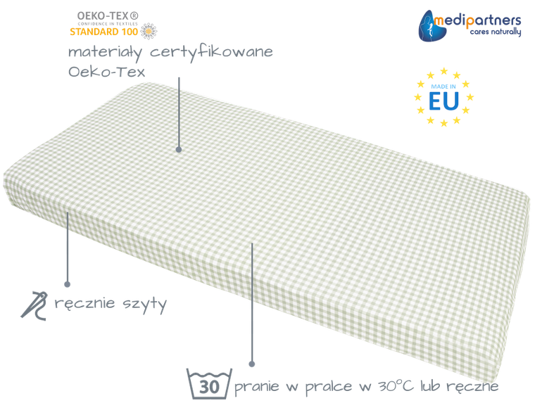 Medi Partners, Kratka, prześcieradło z gumką do łóżeczka, bawełniane, 120-60 cm, 3 szt.