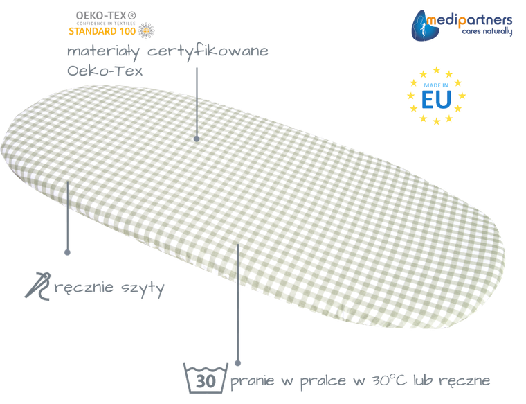 Medi Partners, Kratka, prześcieradło z gumką do łóżeczka, bawełniane, 86-40 cm, 3 szt.