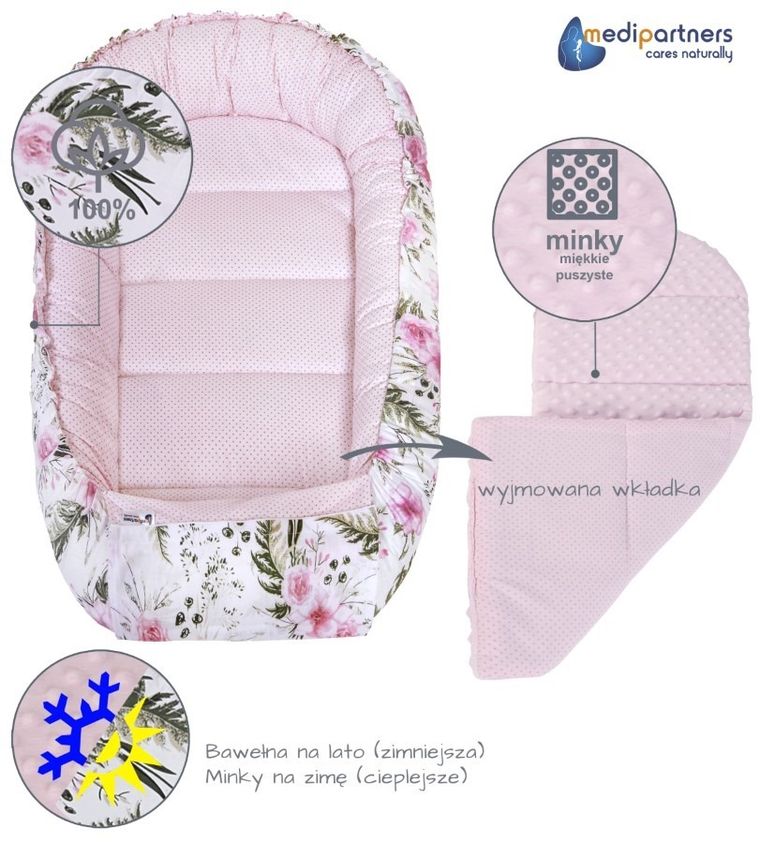 Medi Partners, Kwiaty, gniazdo niemowlęce, kokon solo, różowy