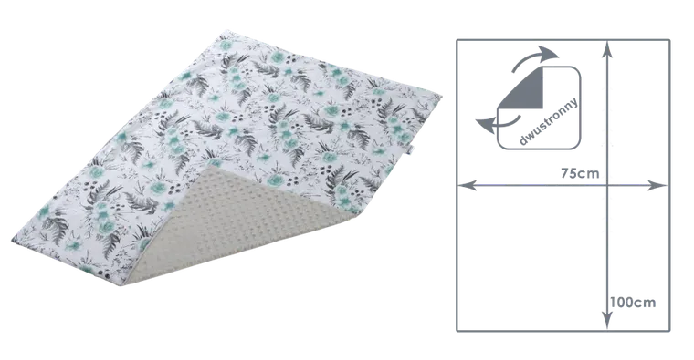 Medi Partners, Kwiaty, kocyk minky, błękit, 75-100 cm