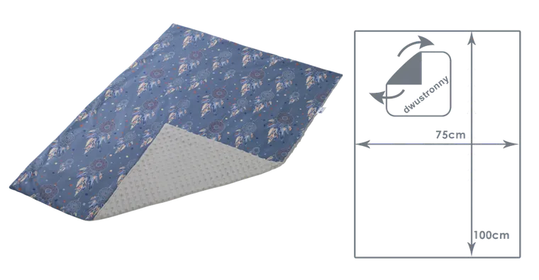 Medi partners, Łapacze Snów, kocyk minky, granatowy, szary, 75-100 cm