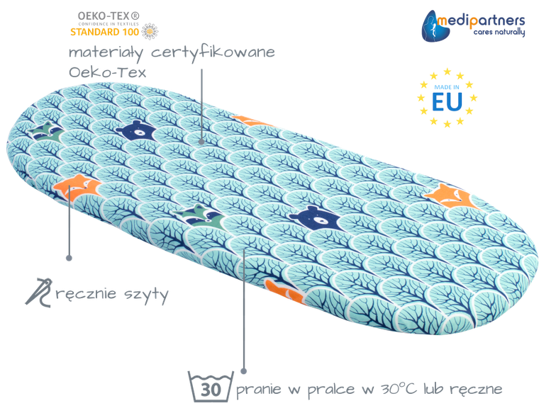 Medi Partners, Las, prześcieradło z gumką do łóżeczka, bawełniane, 86-40 cm, 3 szt.
