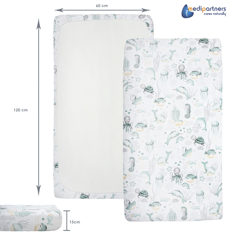 Medi Partners, Ocean, prześcieradło z gumką, 60-120 cm