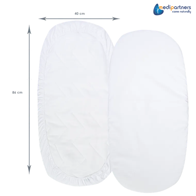 Medi Partners, prześcieradło z gumką do wózka, białe