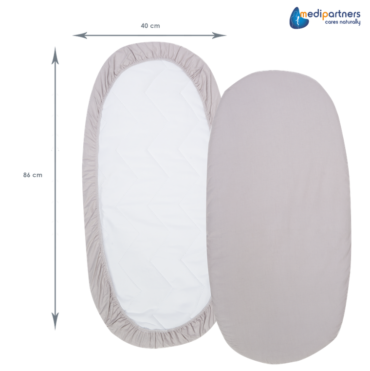 Medi Partners, prześcieradło z gumką do wózka, szare