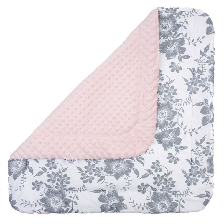 Medi Partners, rożek niemowlęcy, becik, minky, kwiaty, 75-75 cm