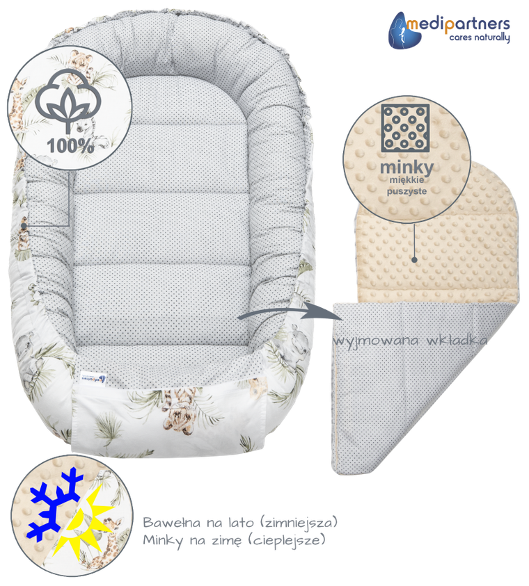 Medi Partners, Safari, gniazdo niemowlęce, kokon solo, beżowy