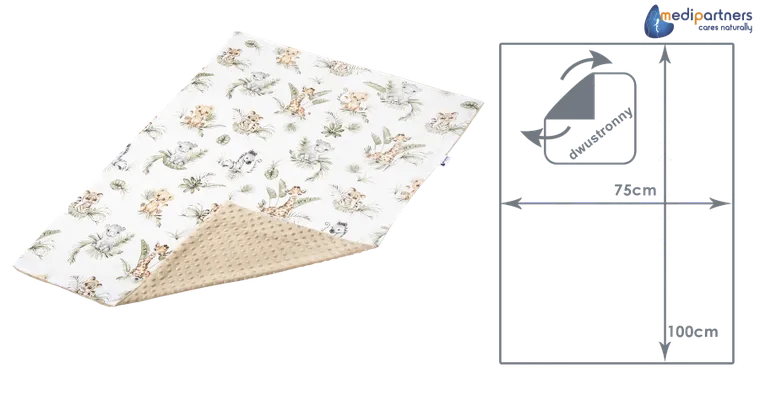 Medi Partners, Safari, kocyk minky, beżowy, 75-100 cm