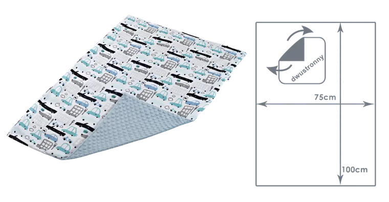 Medi Partners, Samochody, kocyk minky, jasnoniebieski, 75-100 cm