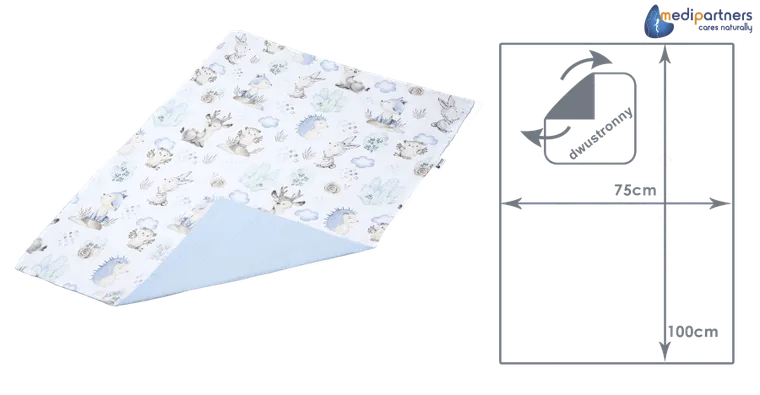 Medi Partners, Sarny, Jeż, kocyk, wafel, błękitny, 75-100 cm