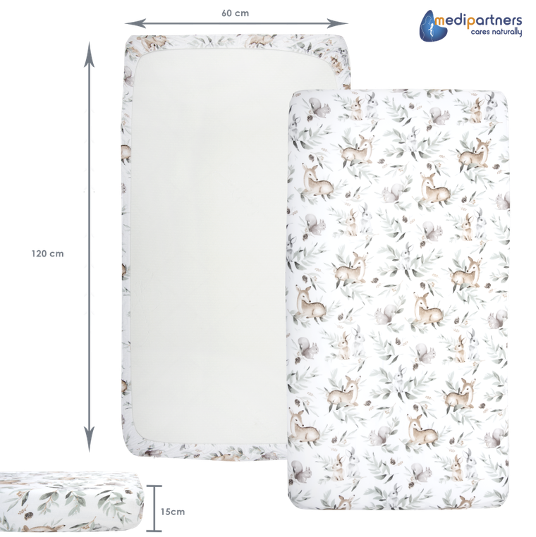 Medi Partners, Sarny, Liście, prześcieradło z gumką, 60-120 cm