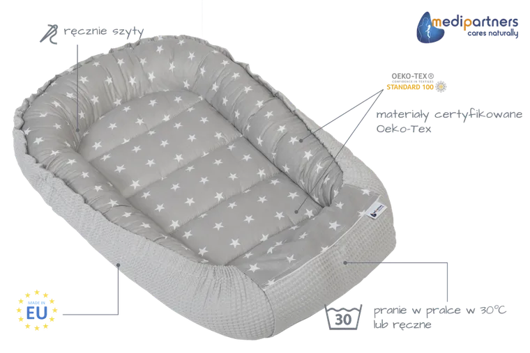 Medi Partners, Stars, gniazdo niemowlęce, kokon, wafel szary