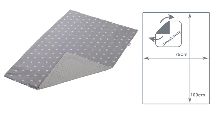 Medi partners, Stars, kocyk minky, szary, 75-100 cm