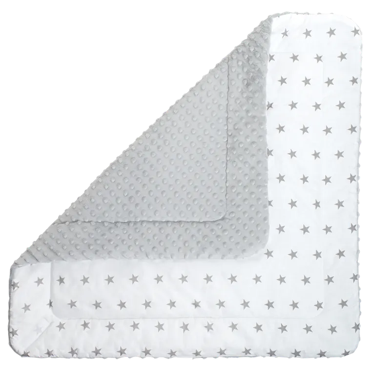 Medi Partners, Stars, rożek niemowlęcy minky, biały, szary